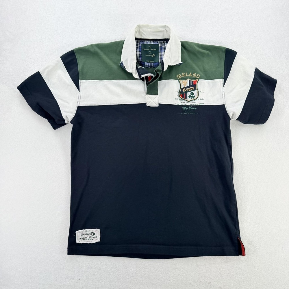 Ireland Rugby Jersey Mens Small Blue Green Polo Shirt Lansdowne Heritage Crest
